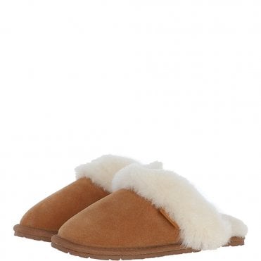 Women's Classic  Suede Sheepskin Slippers Tan: Fen-Ladies
