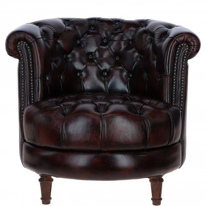 Ashwood Luxury Leather Chesterfield Single Chair Chestnut: LF-183