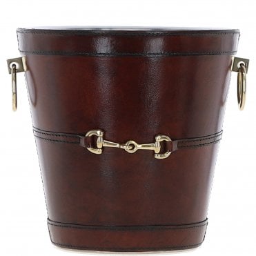 Stylish and Functional Ashwood Genuine Leather Ice Bucket Chestnut: LF-137