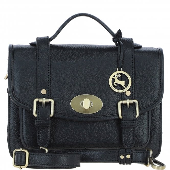 Ashwood Stylish Leather Large Satchel Bag Black: Y-63