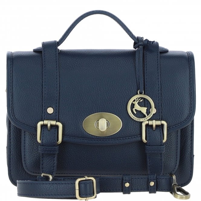 Ashwood Stylish Leather Large Satchel Bag Navy: Y-63