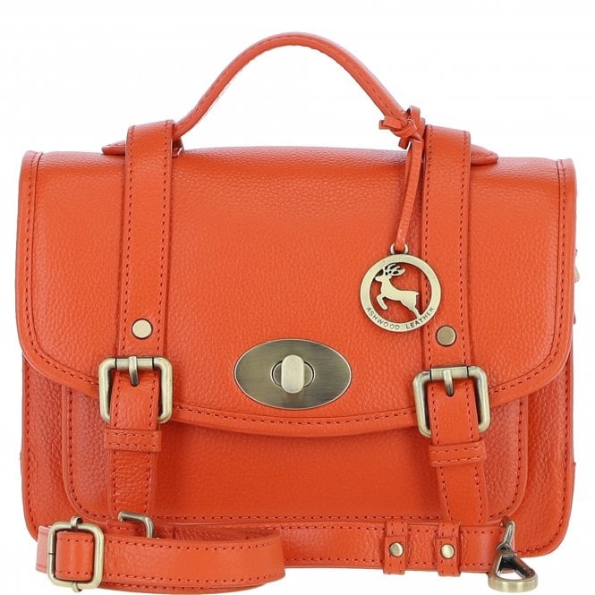 Ashwood Stylish Leather Large Satchel Bag Orange: Y-63