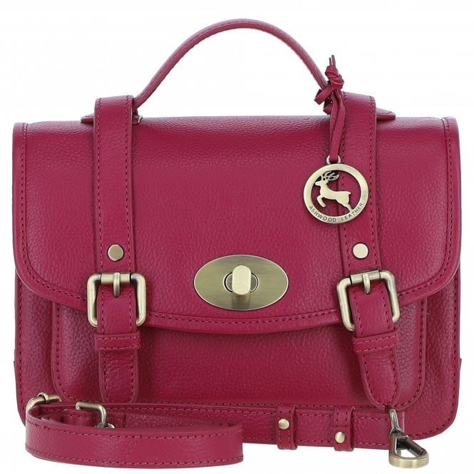 Ashwood Stylish Leather Large Satchel Bag Raspberry: Y-63