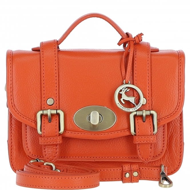 Ashwood Stylish Leather Medium Satchel Bag Orange: Y-62
