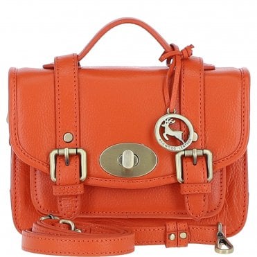 Stylish Ashwood Leather Medium Satchel Bag Orange: Y-62
