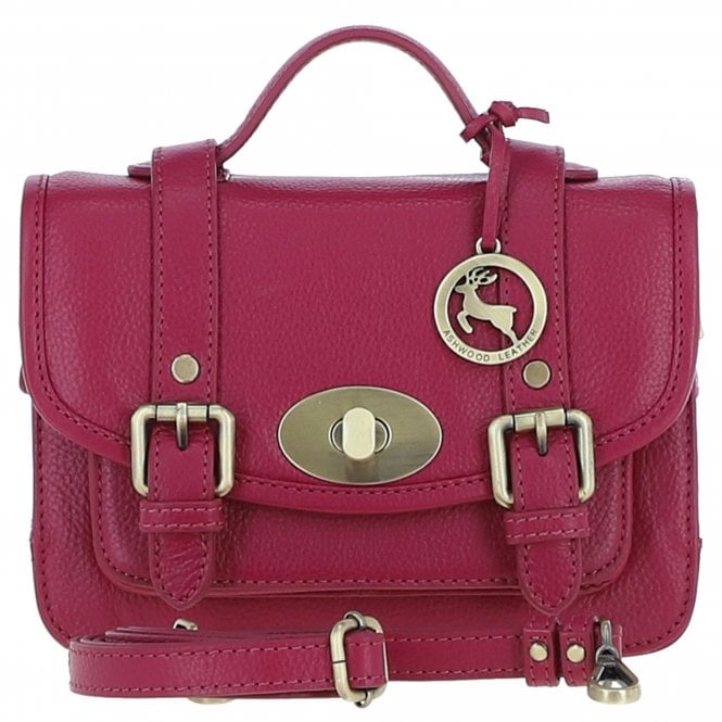 Ashwood Stylish Leather Medium Satchel Bag Raspberry: Y-62