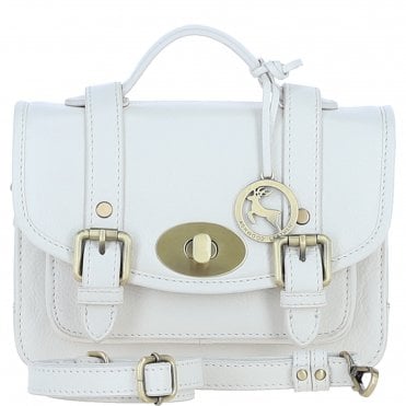 Stylish Ashwood Leather Medium Satchel Bag White: Y-62