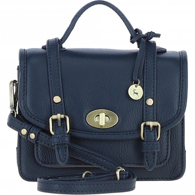 Ashwood Stylish Leather Small Satchel Bag Navy: Y-61
