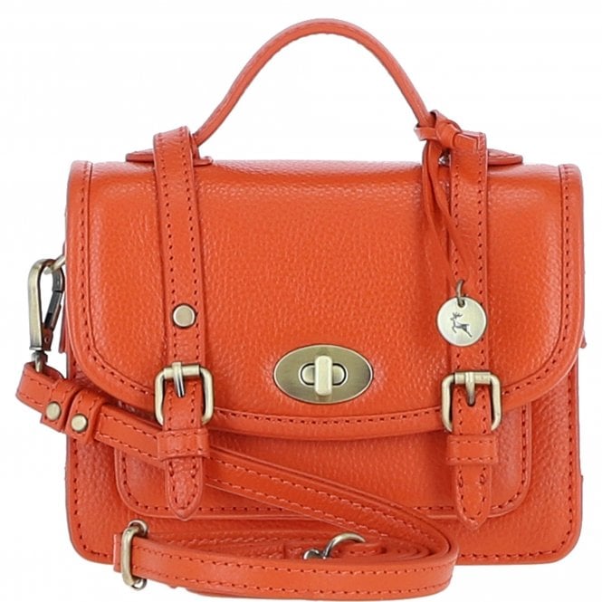Ashwood Stylish Leather Small Satchel Bag Orange: Y-61