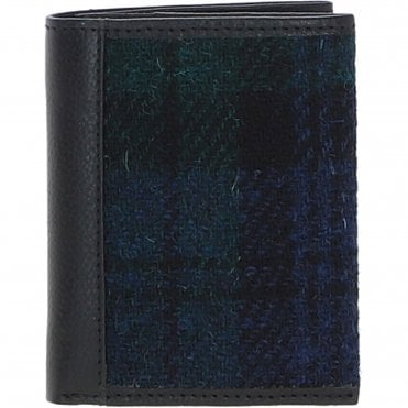 Versatile Ashwood Leather & Harris Tweed® Cloth RFID Secure Wallet Black/Watch: TW-17-03-BW