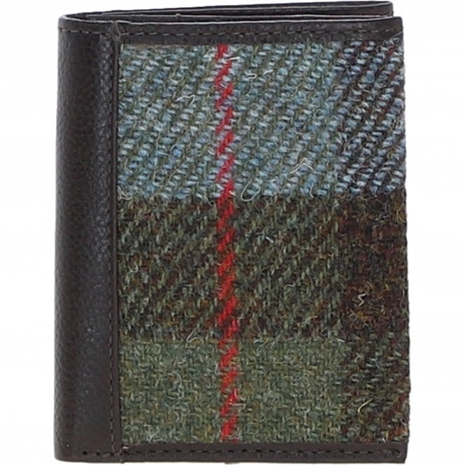 Ashwood Versatile Leather & Harris Tweed® Cloth RFID Secure Wallet Brown/Mcload: TW-17-01-BM