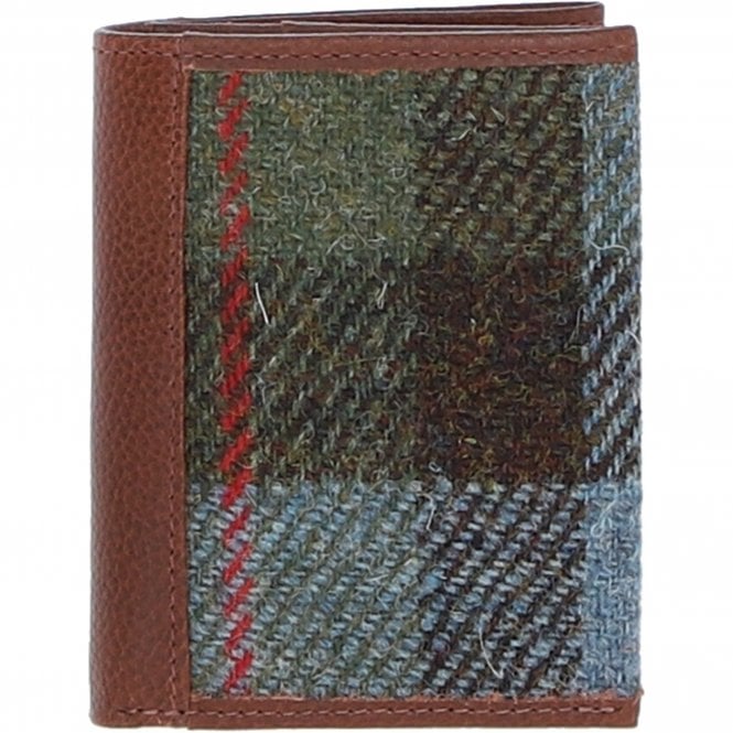 Ashwood Versatile Leather & Harris Tweed® Cloth RFID Secure Wallet Tan/Mcload: TW-17-02-TM