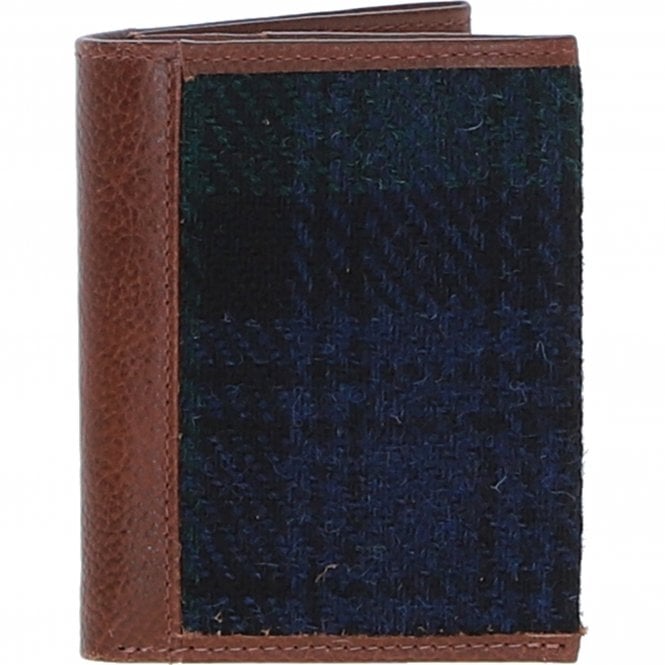 Ashwood Versatile Leather & Harris Tweed® Cloth RFID Secure Wallet Tan/Watch: TW-17-04-TW