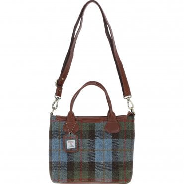 Versatile Ashwood Leather & Harris Tweed® Cloth Shoulder Bag Tan/Mcload: TW-22-02-TM